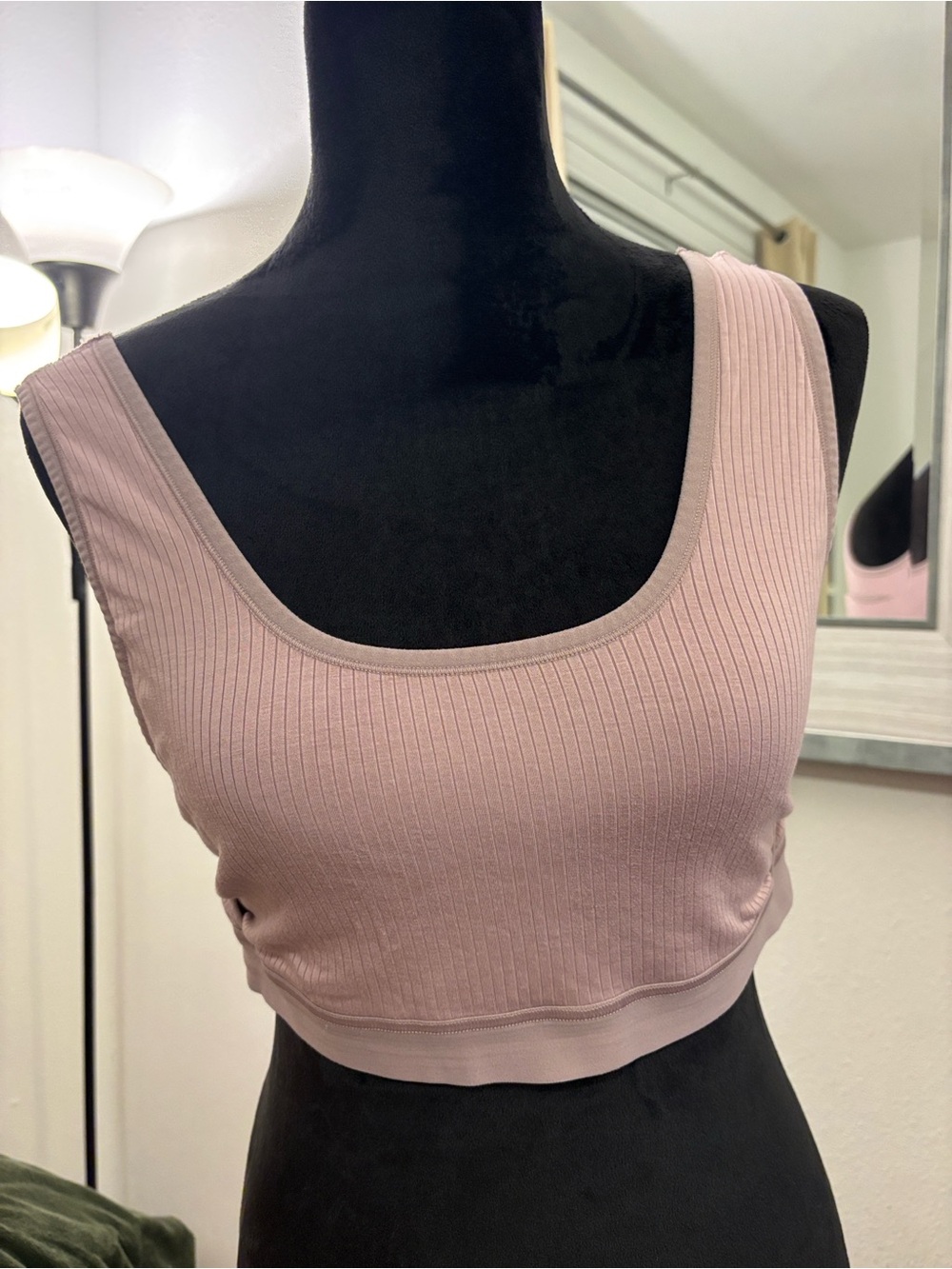 Auden Ribbed Scoop Sports Bralette - Light Mauve
